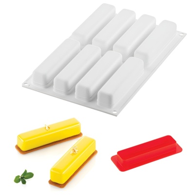 картинка Форма силиконовая Silikomart - "Прямоугольный эклер 95+вырубка" от магазина Crumble-shop.ru