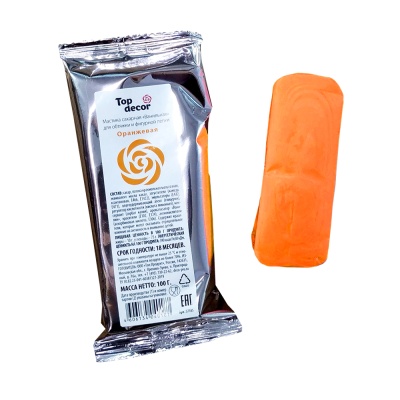 картинка Сахарная мастика ванильная "Топ-декор" - оранжевая, 100 гр от магазина Crumble-shop.ru