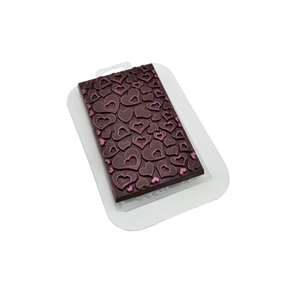 картинка Форма пластиковая для отливки шоколада - "Плитка В Сердечках" от магазина Crumble-shop.ru