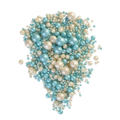 картинка Драже рисовое в глазури - "МИКС 195 Белый/бирюзовый жемчуг", 1,5 кг от магазина Crumble-shop.ru