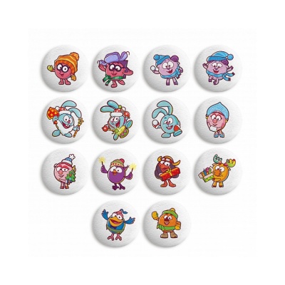 картинка Сахарные фигурки - "Медальоны Смешарики зима" d27 мм (63 шт) от магазина Crumble-shop.ru